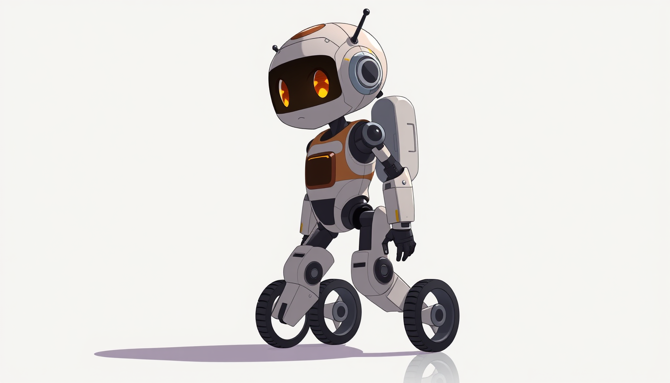 Anime Characters idea: an anime character with a legible silhouette, controlled costume language, and expressive face, deliberate composition, aan eilik looking robot with w