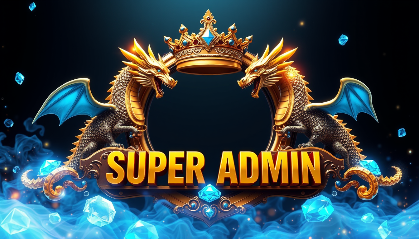 Main art studio: Create a luxury 3D profile picture frame with a golden crown, two majestic dragons, glowing blue diamonds, fire effects, sparkling lights, a dark back