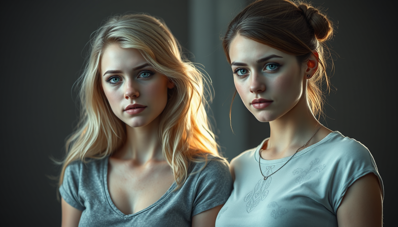 Realistic Images idea: photorealistic generated image, natural materials and skin texture, physically plausible lighting, Erstelle mir ein Bild zwei 18 jährigen hübschen Mäd