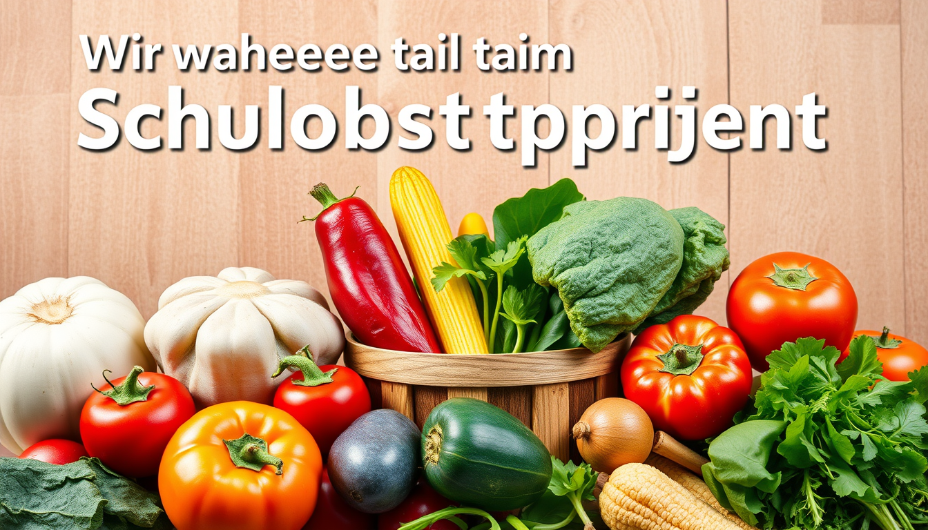 Posters idea: poster design, bold striking composition, strong focal point, space for headline, Wir nehmen teil am Schulobstprojekt! 🍎 Jeden Montag liefert der Bio
