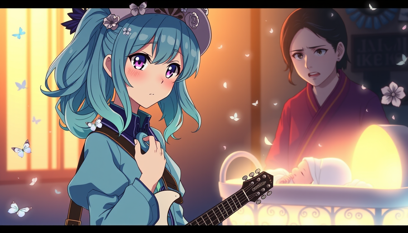 Main art studio: Create a dramatic Japanese anime episode thumbnail in 16:9 widescreen format. Episode theme: “A Shaken Heart! The Birth of New Life and a Mother's Ang