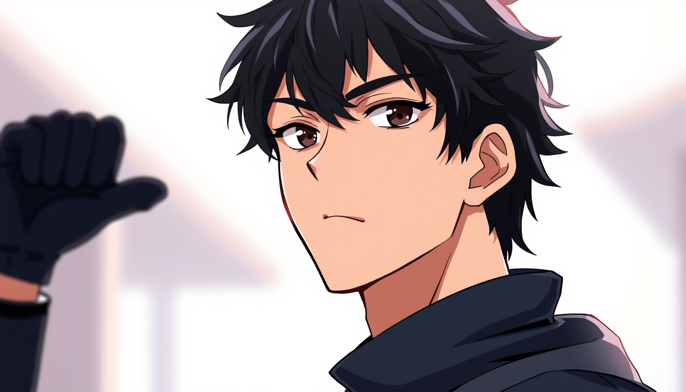 AI Art prompt example created from the prompt: i want a profie picture of a man with black and animated like a 2d anime charitor