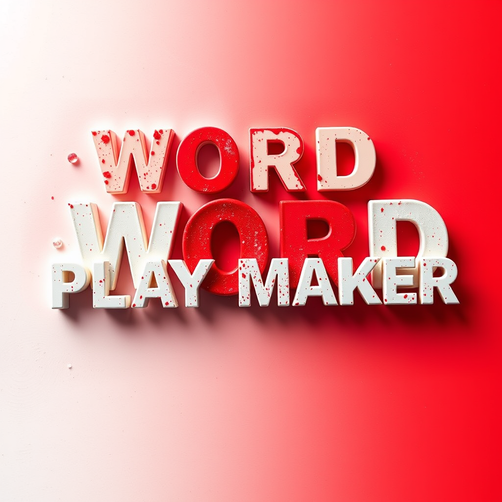 Main art studio: I need u to generate the WORD PLAYMAKERand add a background of the colours red and white