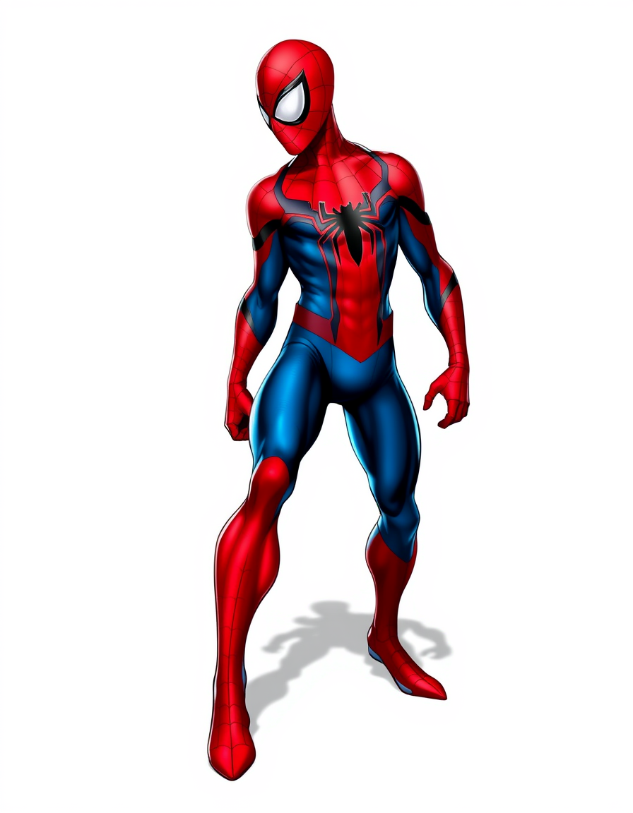 Superhero idea created from the prompt: original superhero character design, dynamic pose, bold costume, dramatic lighting, comic art energy, Spider-Man, modern-classic comic style