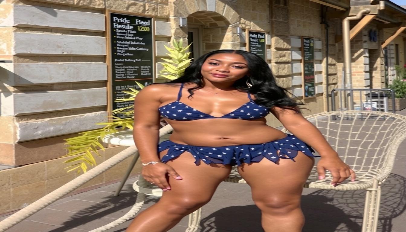 Main art studio: wearing transparent bikini