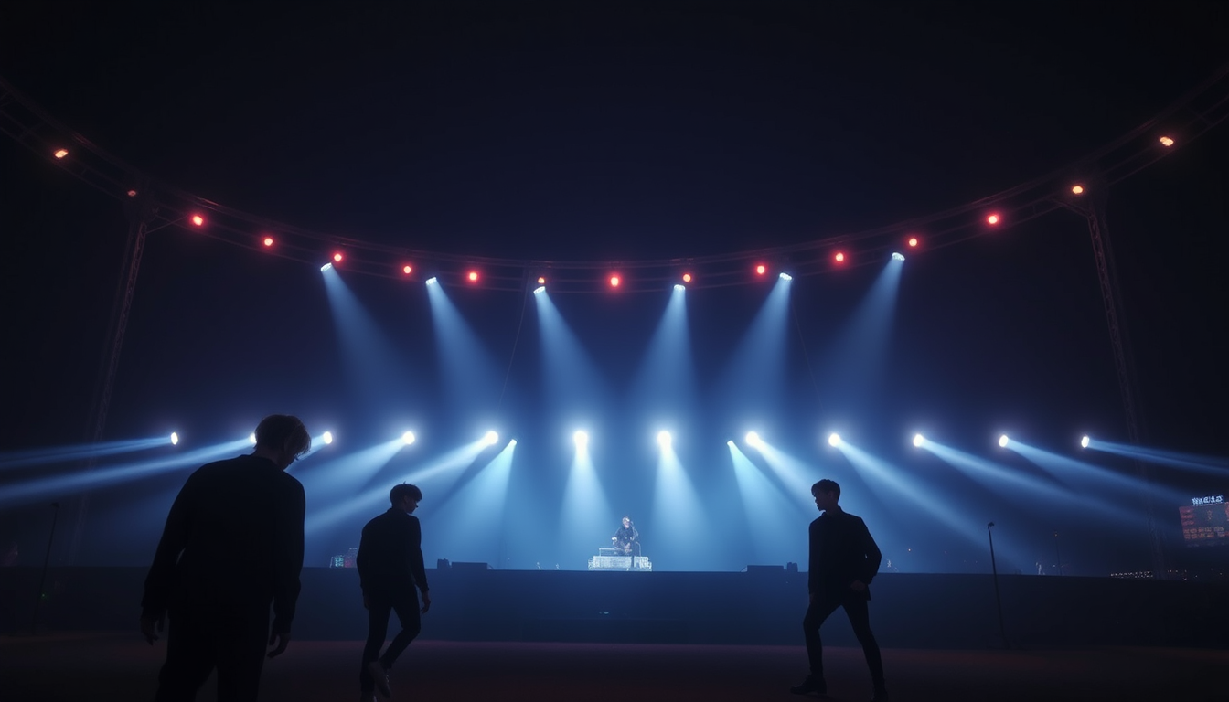 Background idea created from the prompt: background image, clean versatile scene, balanced composition, K Pop dunkel rot Enhypen BTS straykids , high-resolution background
