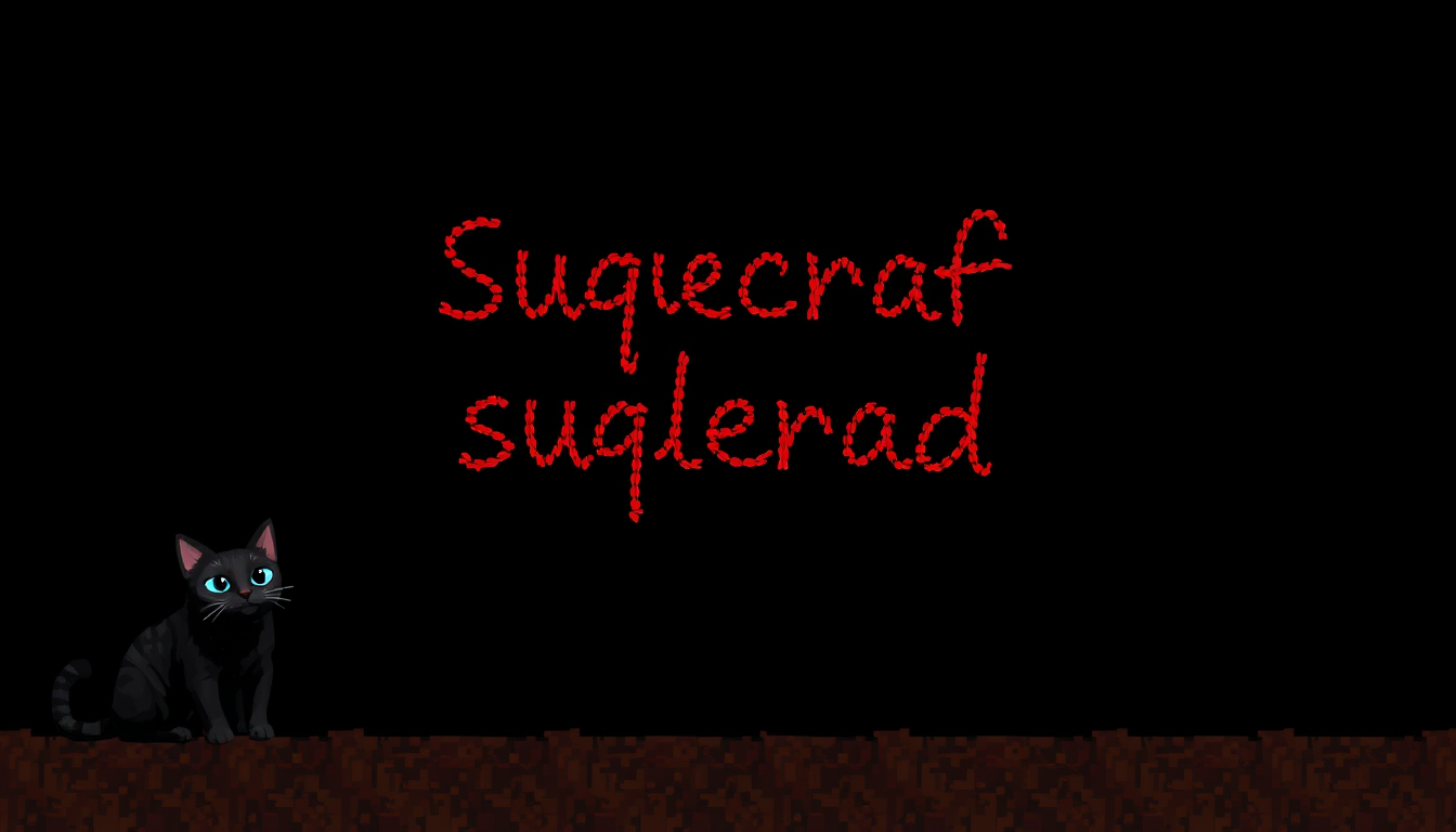 AI Art prompt example created from the prompt: Black backround, obscurathyst written in the middle with suqared writting inspired by minecraft, on the bottom left corner a silloute of a c