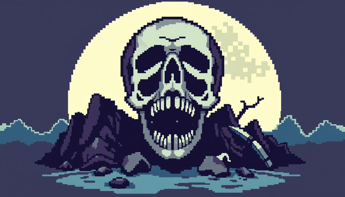 Main art studio: génère une tete de mort en pixel art 16 pixel x 16 pixel il faut que ce soit plus simple genre vraiment la c'est trop compliqué je demande juste une t