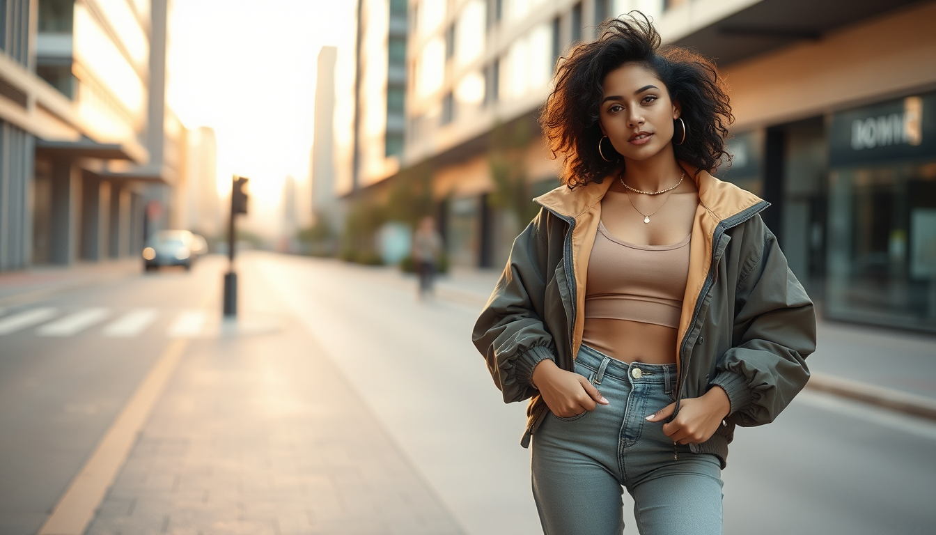 Realistic AI Image idea created from the prompt: photorealistic generated image, natural materials and skin texture, physically plausible lighting, Photorealistic full-body Instagram fashio