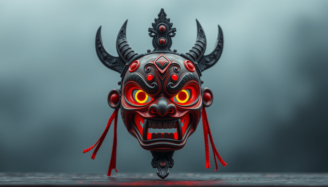 Main art studio: a chibi oni mask
