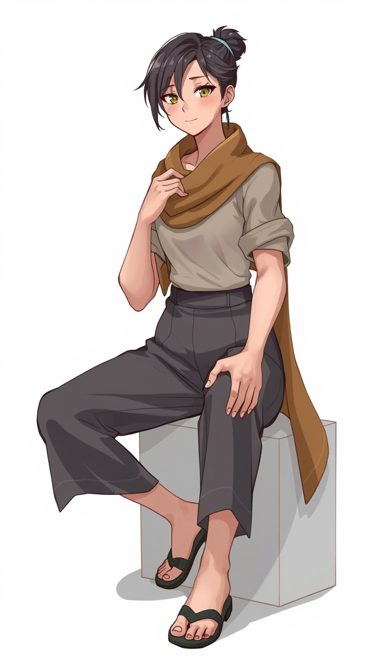 Pose idea created from the prompt: a clear single-character pose reference with readable weight, gesture, limb separation, camera angle, and simple clothing, deliberate compos