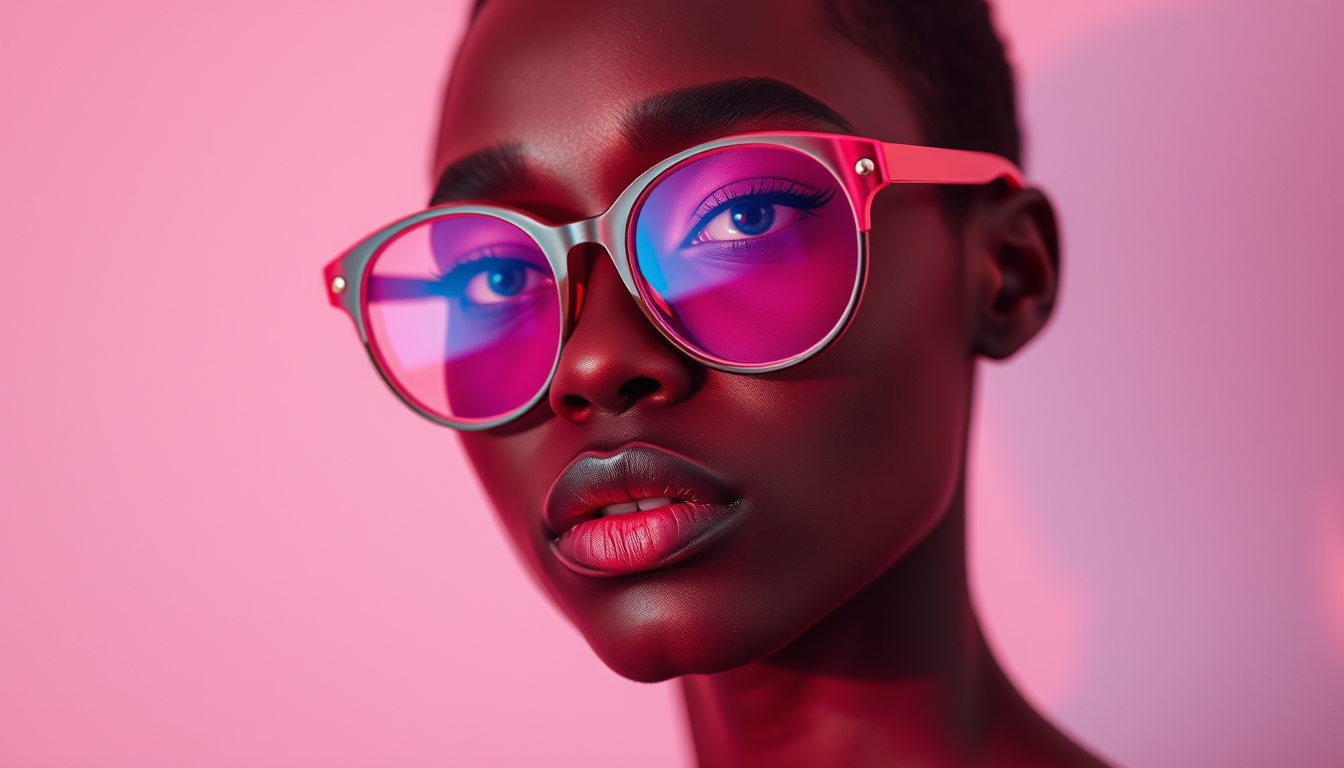 AI Art prompt example created from the prompt: Aesthetically pleasing color pallete with black persons skin tone in a filter of Rose colored glasses, just a palete nothing else