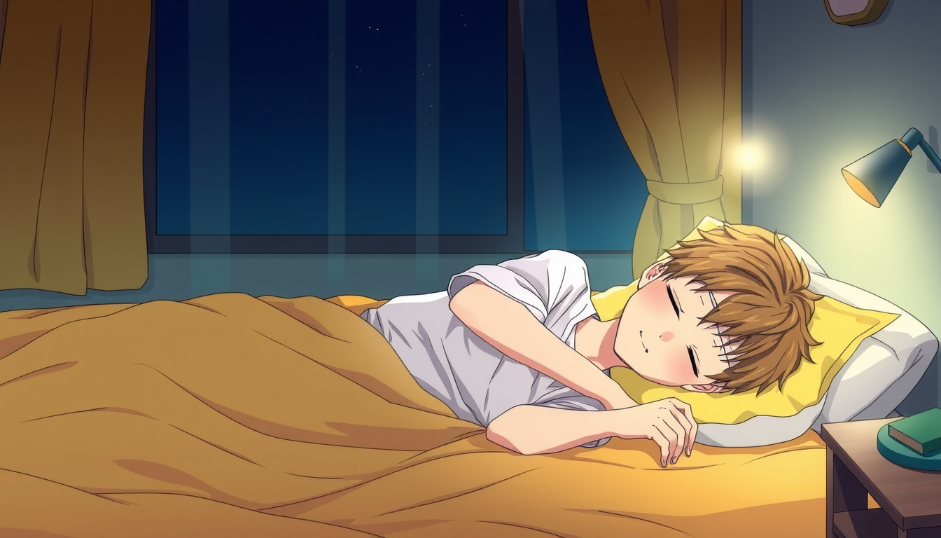 Anime idea created from the prompt: anime style, vibrant colors, expressive eyes, High-quality vertical 9:16 anime illustration of Zenitsu Agatsuma sleeping peacefully alone on