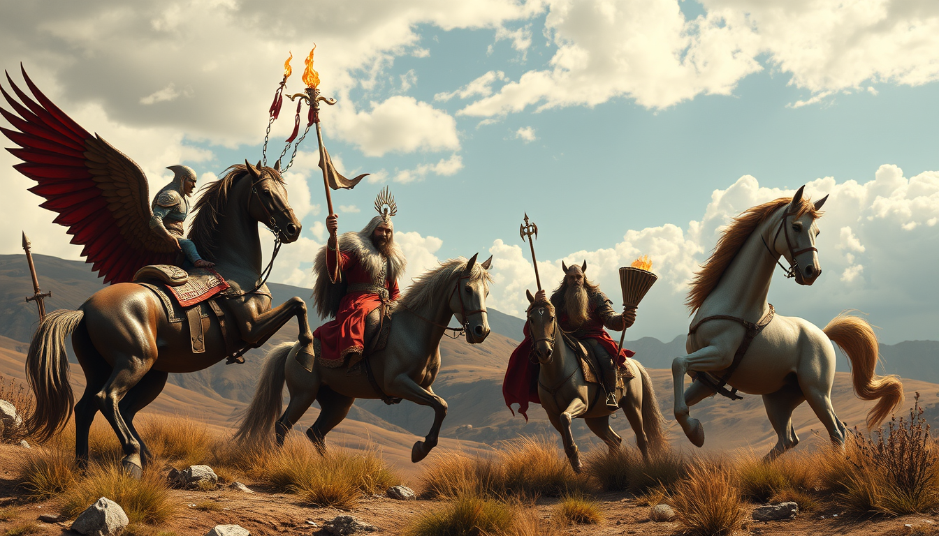AI Art prompt example created from the prompt: 4 horsemen of the apocalypse