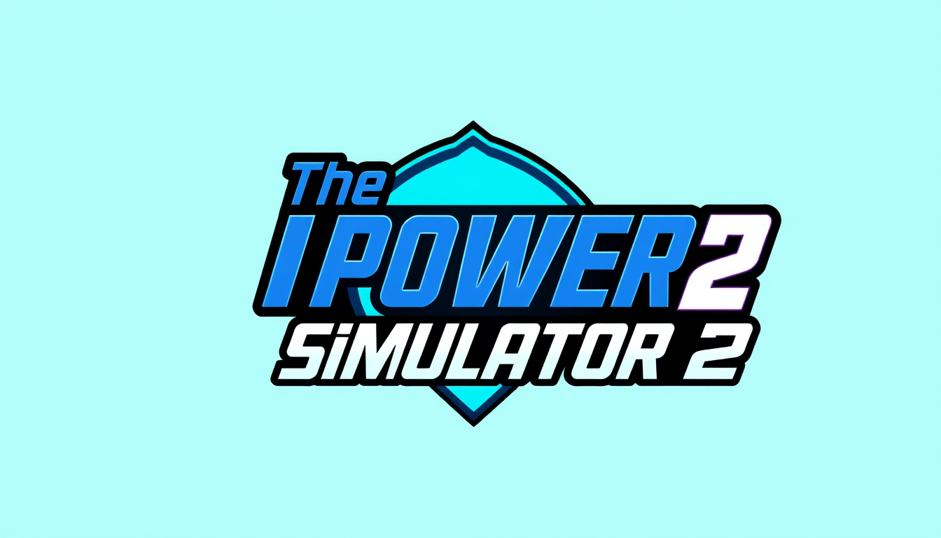 Logo idea: logo design, clean minimal mark, bold simple shapes, balanced composition, Gaming logo for "The Power Simulator 2", bold futuristic typography, bright