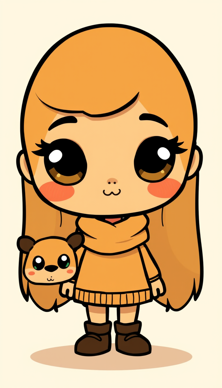 Main art studio: Create a clean 2D cartoon illustration with bold, thick black outlines, smooth hand-drawn contours, flat solid colours and simple cel shading. Use cut