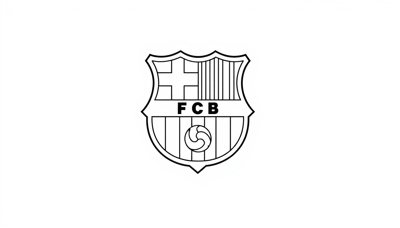 AI Coloring Page idea created from the prompt: black-and-white coloring page, bold clean outlines, large enclosed areas, no shading, dessin du logo du fc barcelone plus realiste , printab