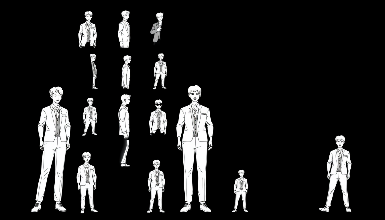 Sprite Sheet idea created from the prompt: a grid of animation frames sharing one character, scale, palette, and camera angle, deliberate composition, Create a handsome man using only