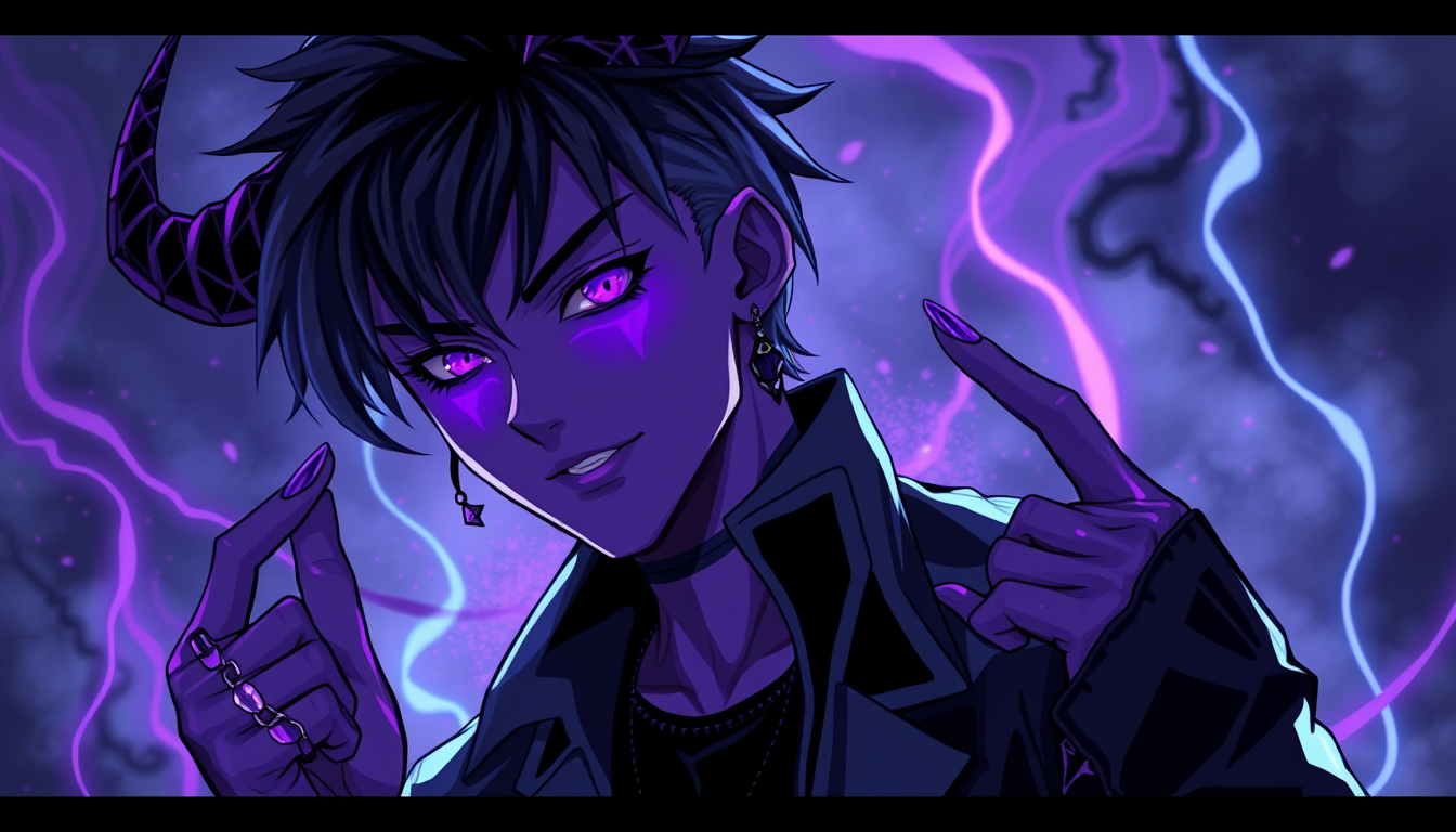 Main art studio: Creator art - Teenager. He name is Dragas and EMO he is like purple and black no femboy he is EMO