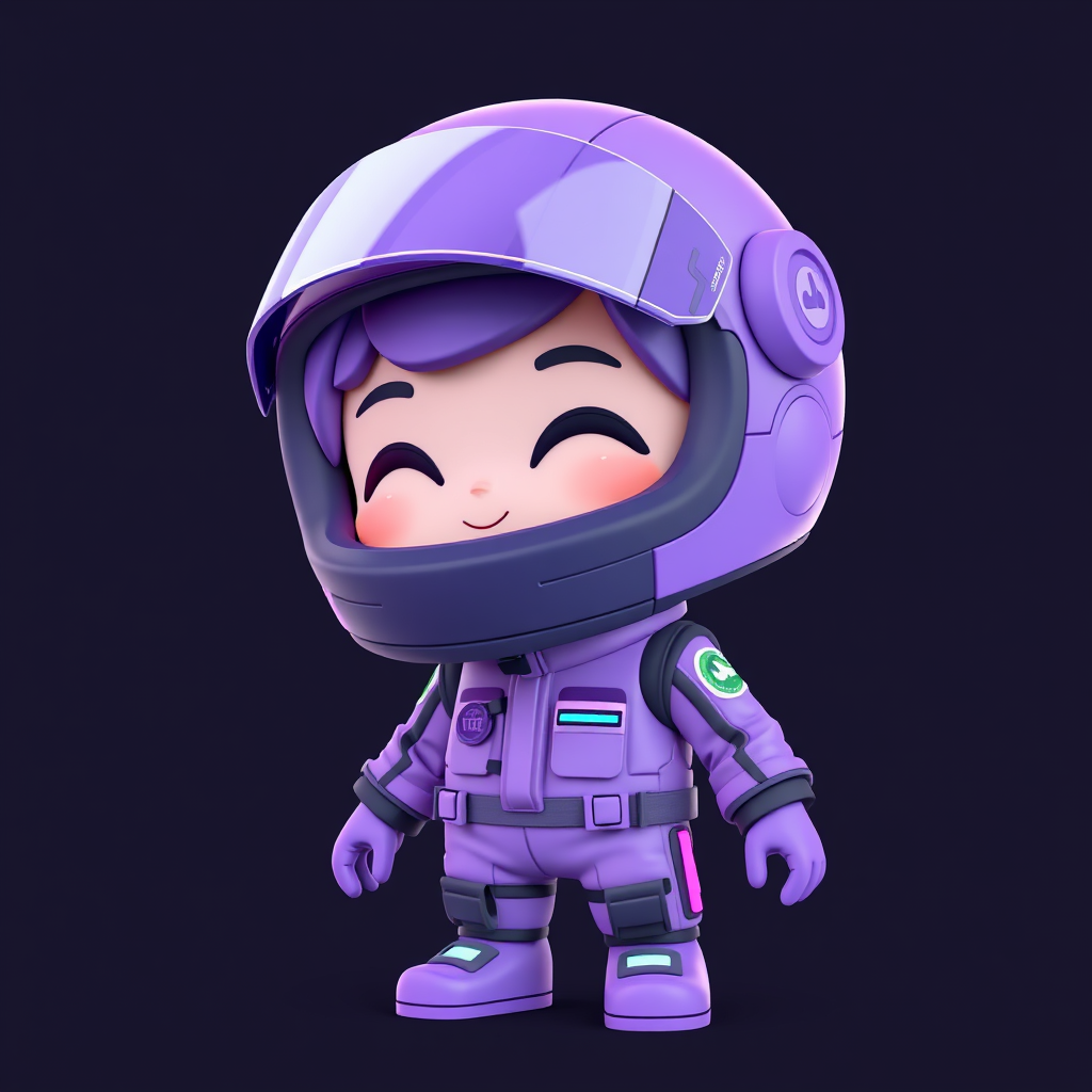 Main art studio: Mochi animated Kimi Antonille F1 with purple, no car, for discord profile picture A cute 3D animated mochi character designed as a Web3 NFT profile pi