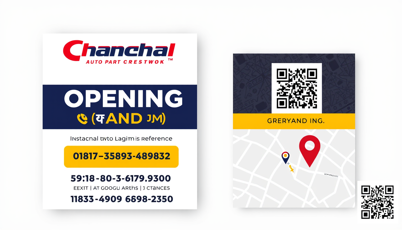Main art studio: Create a premium vertical Instagram Status banner using the previously shared banner design as reference. Top: Chanchal Auto Parts logo + “चंचल ऑटो पा