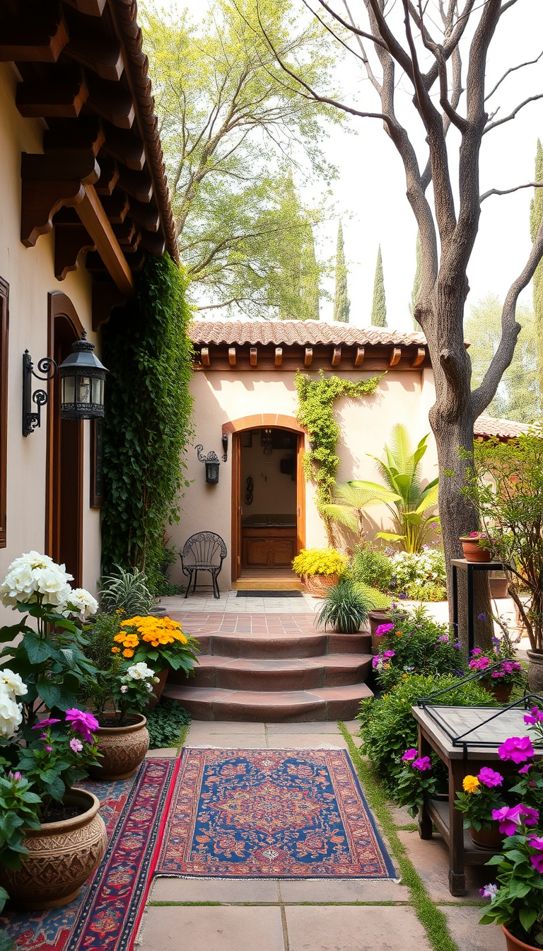 Main art studio: A beautiful traditional Iranian cottage in the year 1405, charming old Iranian architecture with subtle modern elements, surrounded by a lush green ya