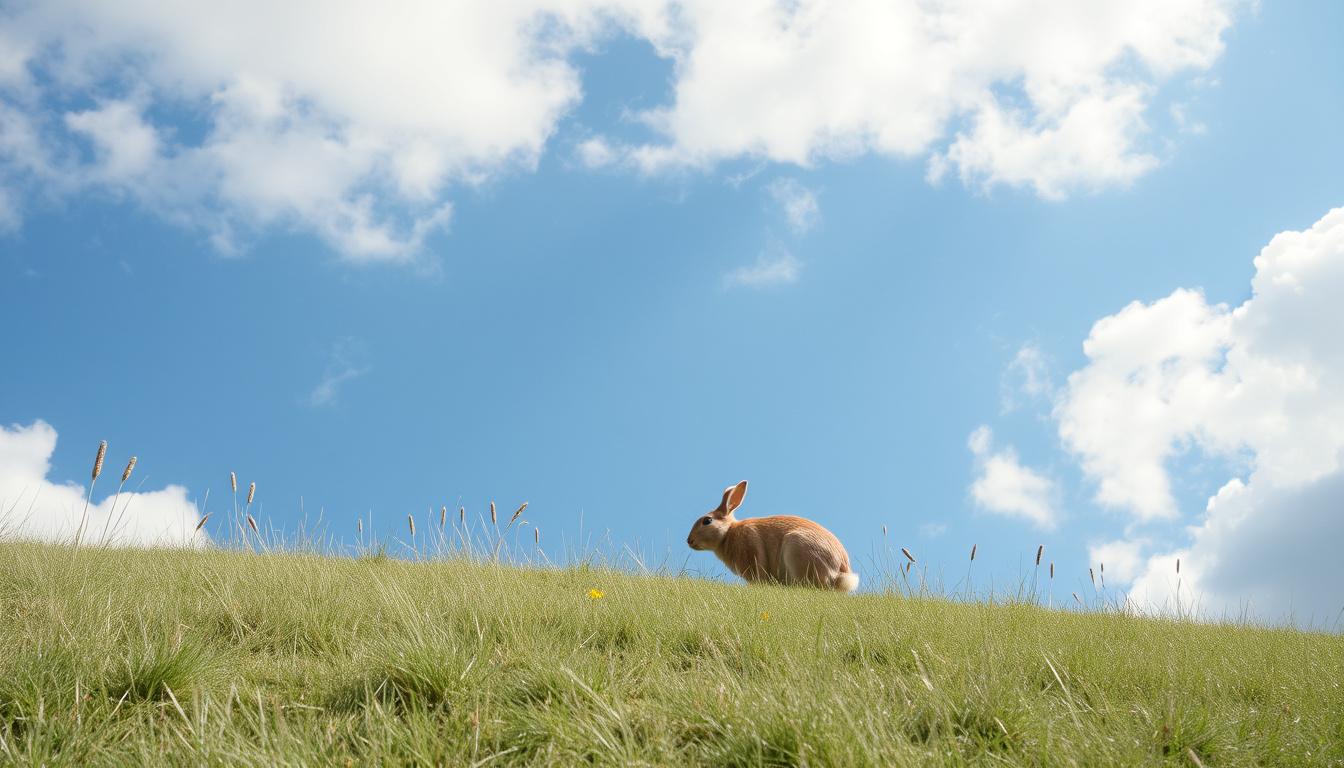 Main art studio: the rabbit that can walk, sky with spots