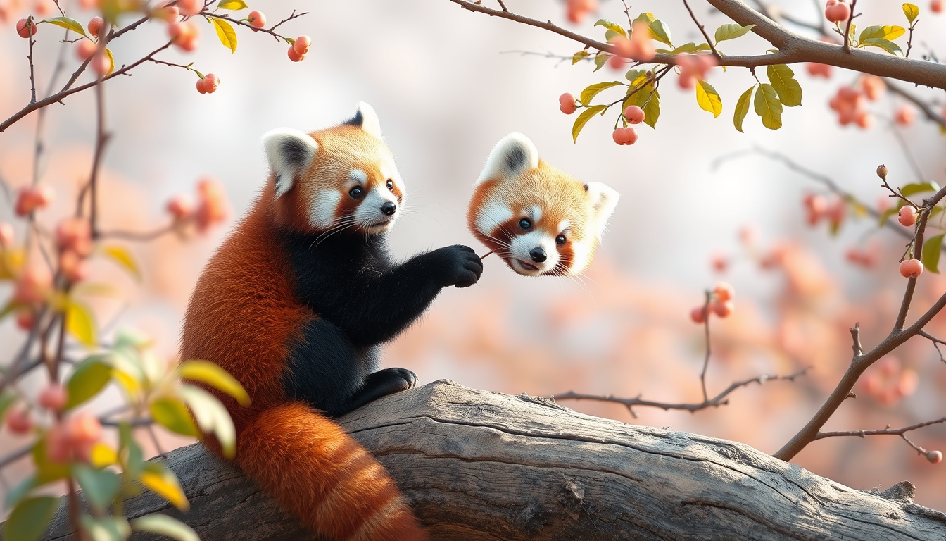 Main art studio: 一个Q版小熊猫(red panda),背景米白,站立,头大(3头身),Q版,二次元