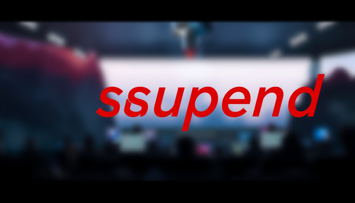 AI Art prompt example created from the prompt: I want profile image with red letter "suspend" and blur background
