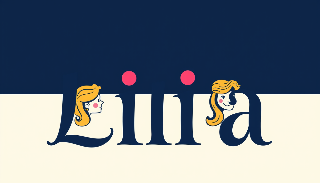 Logo idea: logo design, clean minimal mark, bold simple shapes, balanced composition, Create a children’s book logo with the exact word “Lilia”, spelled L-i-l-i-