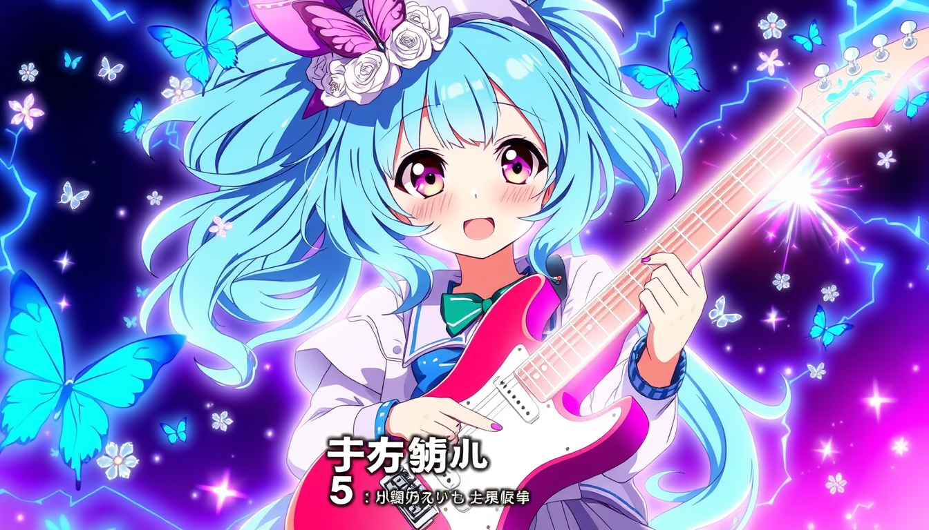 Anime idea: anime style, vibrant colors, expressive eyes, Create a vibrant Japanese anime episode thumbnail, 16:9 widescreen. Asahina Meguri, a 14-year-old girl g