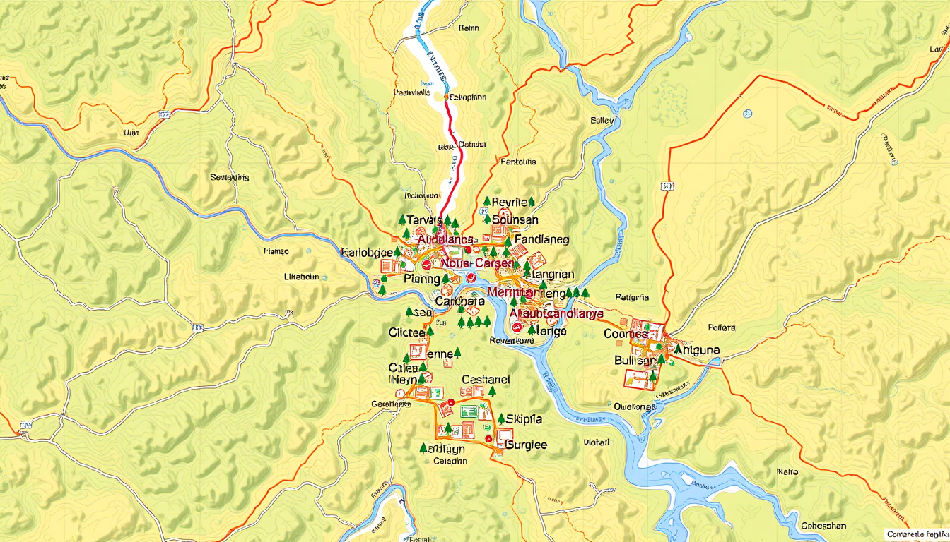 Main art studio: A map in 1:25000 scale ready for printing that resembles real paper maps of recognized cartographic publishers. No mountains, no seas, max level dfiff