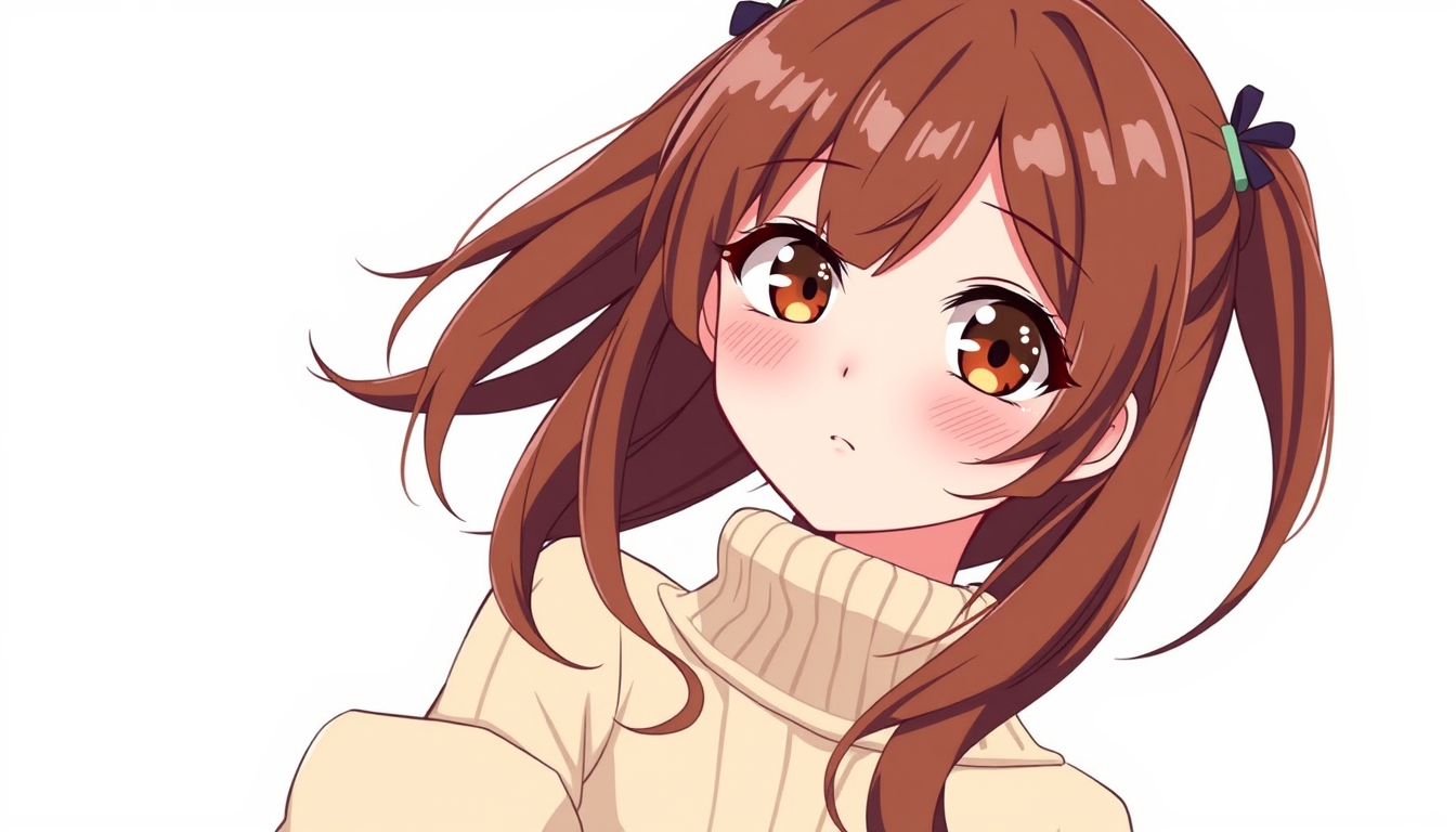 Anime idea created from the prompt: anime style, vibrant colors, expressive eyes, Korean visual novel heroine, 21-year-old university student, long warm brown hair with natural