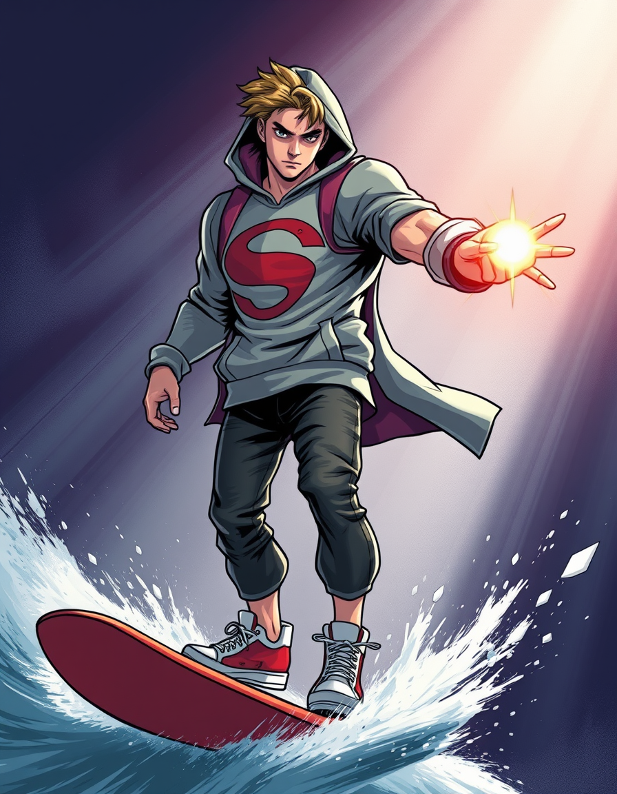 Superhero idea created from the prompt: original superhero character design, dynamic pose, bold costume, dramatic lighting, comic art energy, verschlafener Typ, ziemlich klein – Ho