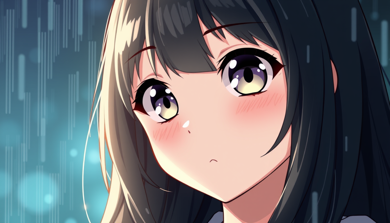 Main art studio: vtuber avatar, anime style, expressive eyes, soft rim light with long rain Hairs