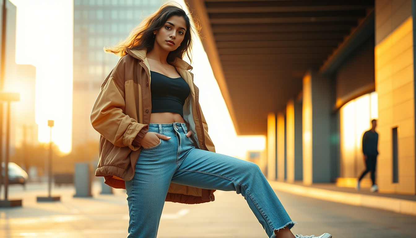 Realistic AI Image idea created from the prompt: photorealistic generated image, natural materials and skin texture, physically plausible lighting, Photorealistic full-body Instagram fashio