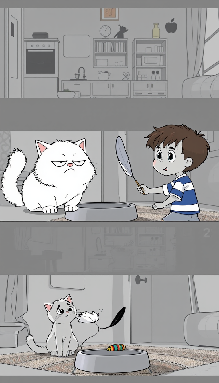 Storyboard idea created from the prompt: storyboard panels, cinematic shot sequence, clear camera angles, grayscale sketch layout, readable scene flow, Create a 20-second, Pixar-ins