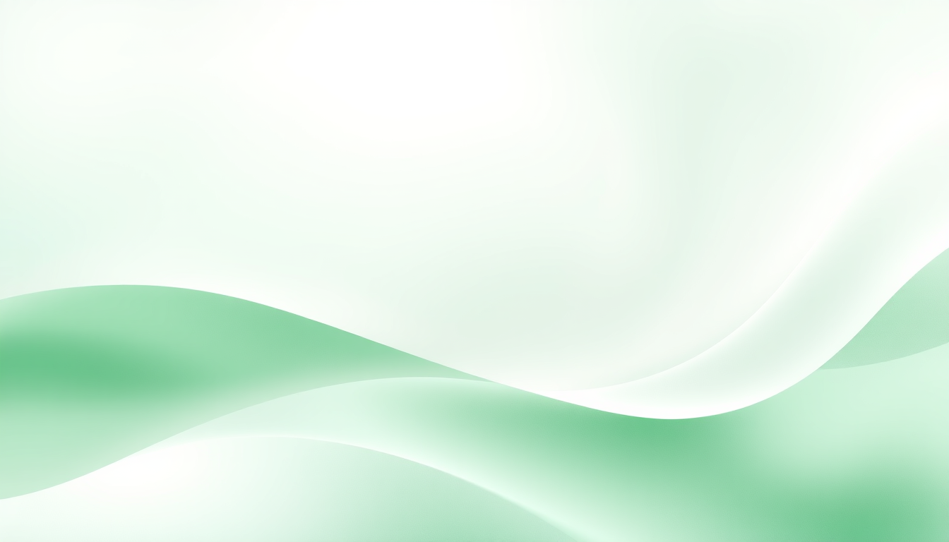 Main art studio: A premium abstract background with a smooth green gradient blended with soft white tones, elegant flowing shapes, subtle light effects, clean modern d