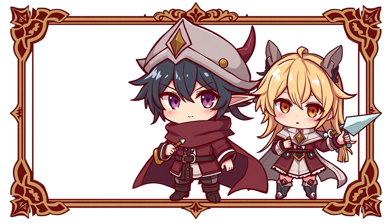 AI Art prompt example created from the prompt: Should be an image for a trading card game, 750px width and 375px height, fantasy chibi style with transparent background