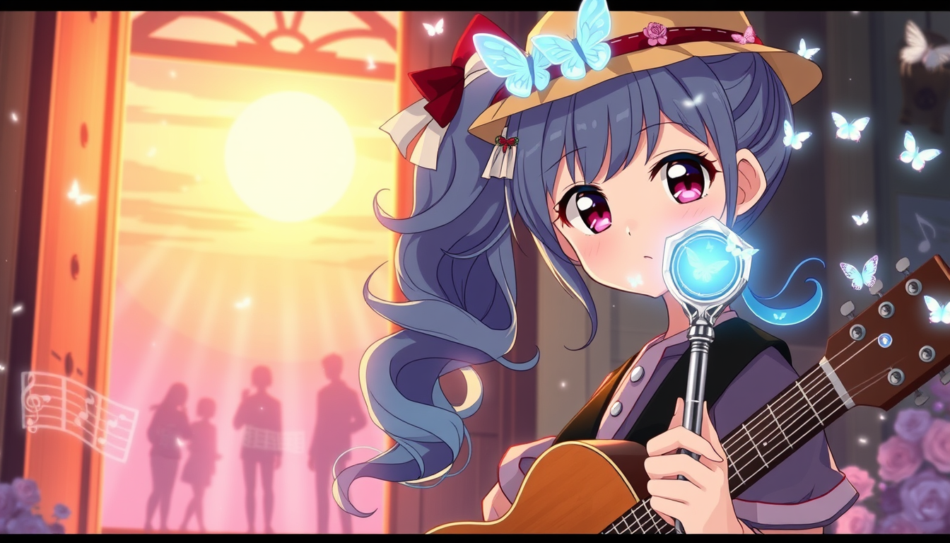 AI Art prompt example created from the prompt: Create a cinematic Japanese anime-style thumbnail for Episode 23 of an original anime series. Japanese episode title: 「メグリの鍵?みんな、さようなら!」 Mai