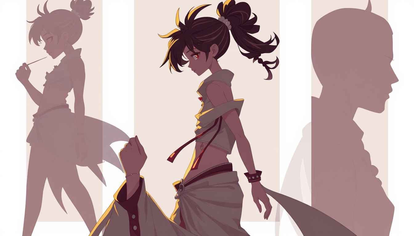 Characters idea: an original character defined by silhouette, role, outfit, palette, and expression, deliberate composition, un abuna cu curu mare , polished image, co