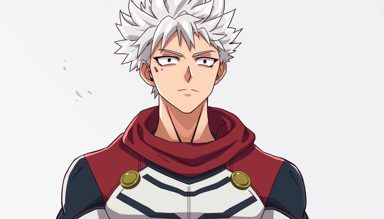 Main art studio: “Keep Sanemi exactly recognizable. Change ONLY his clothing and costume design into an original My Hero Academia-style professional hero costume. Keep