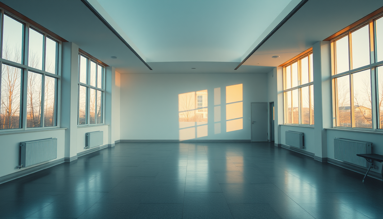AI Art prompt example created from the prompt: photograph of an empty Bauhaus interior at golden hour