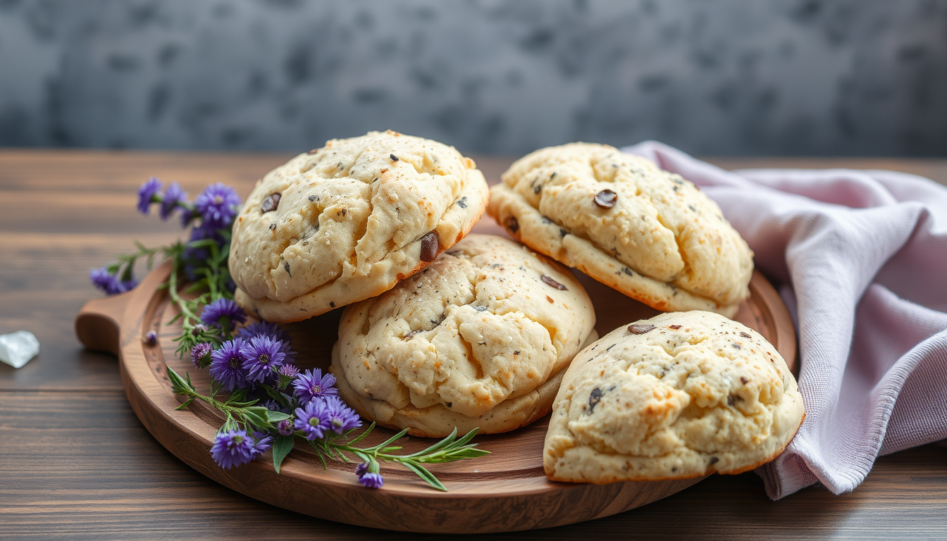 Main art studio: Bitte erstelle mir ein bild von herbstlichen scones. Bitte halte dich in einem beigen ton nund die scones sollen etwas förmiger sein und in einer aufl