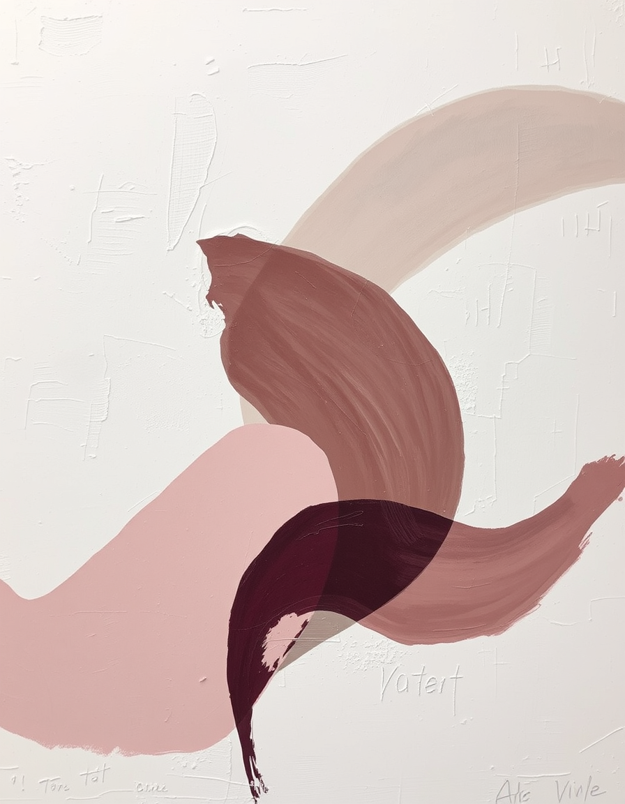 AI Art prompt example created from the prompt: Contemporary European abstract fine art, rich tactile acrylic impasto with visible brushwork and layered texture. Warm ivory plaster backgro