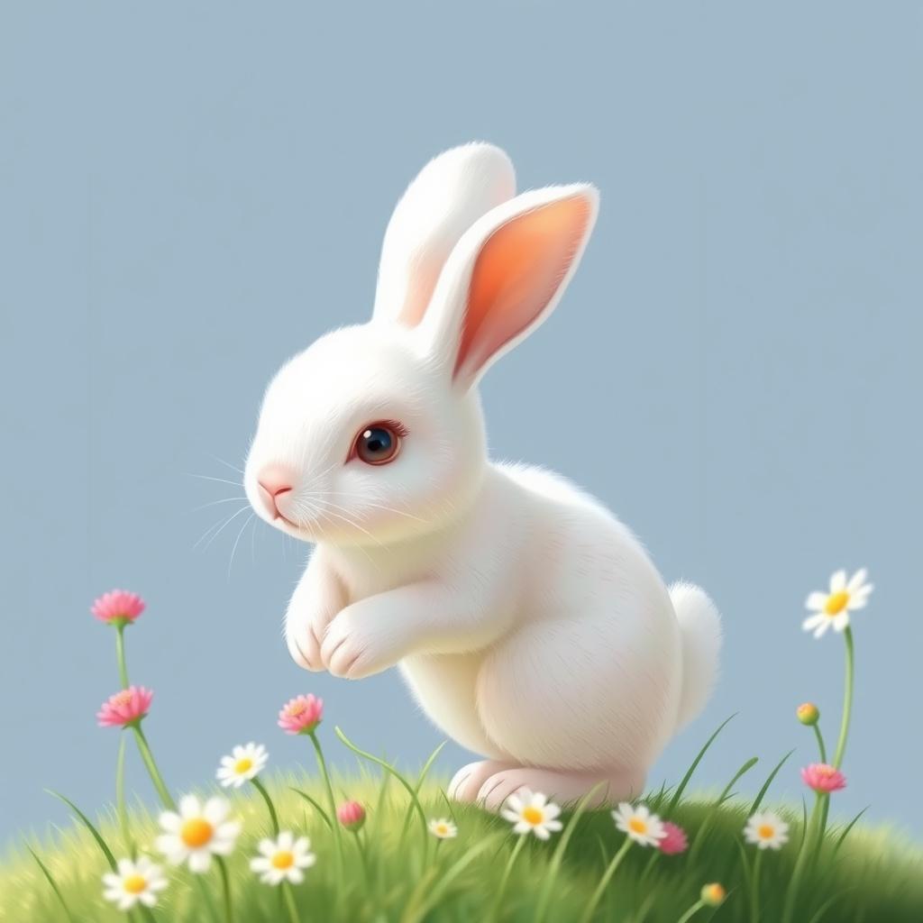 Main art studio: 🐰 2. Little Bunny Little bunny, soft and white, Hops around from left to right. Wiggles ears and twitches nose, Sniffs the flowers, smells the rose. 