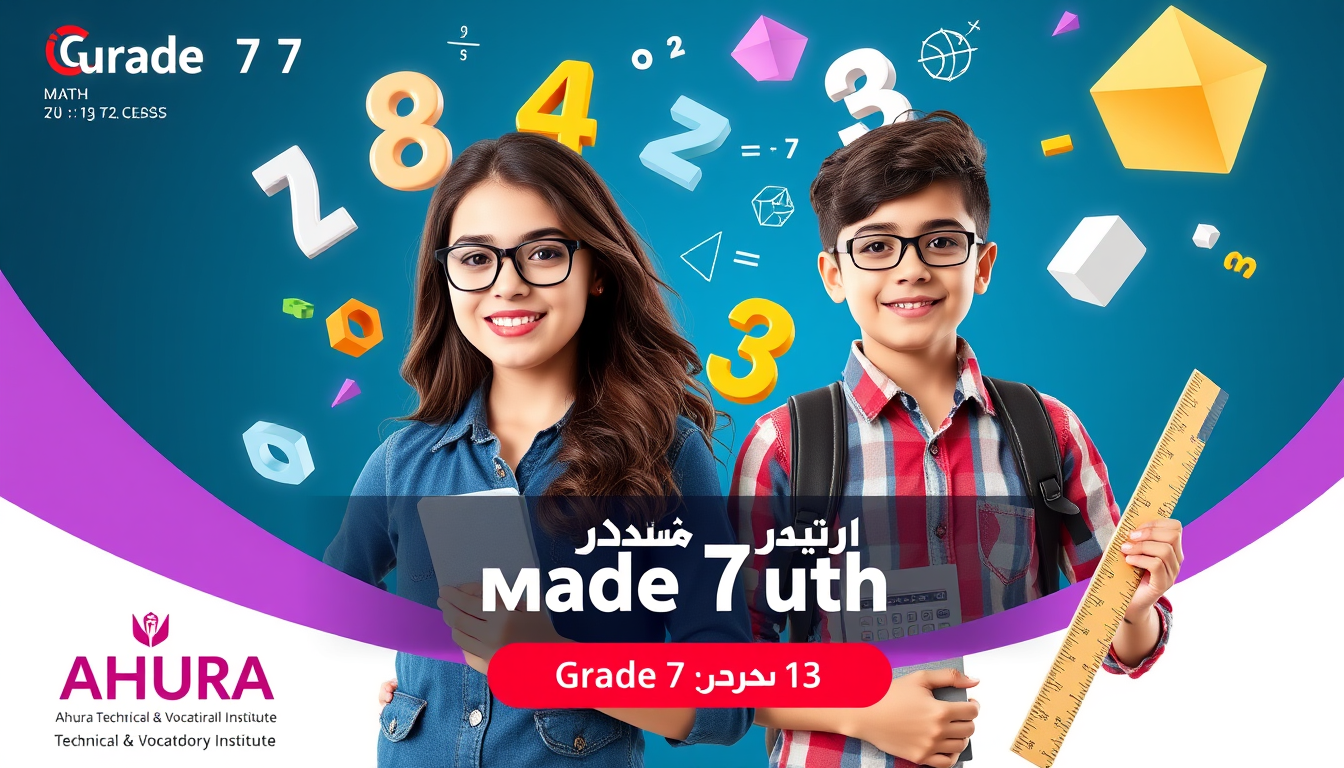AI Art prompt example created from the prompt: Create a stunning 3D advertising poster for a Grade 7 Math Tutoring Class at Ahura Technical & Vocational Institute. Show a confident teenag