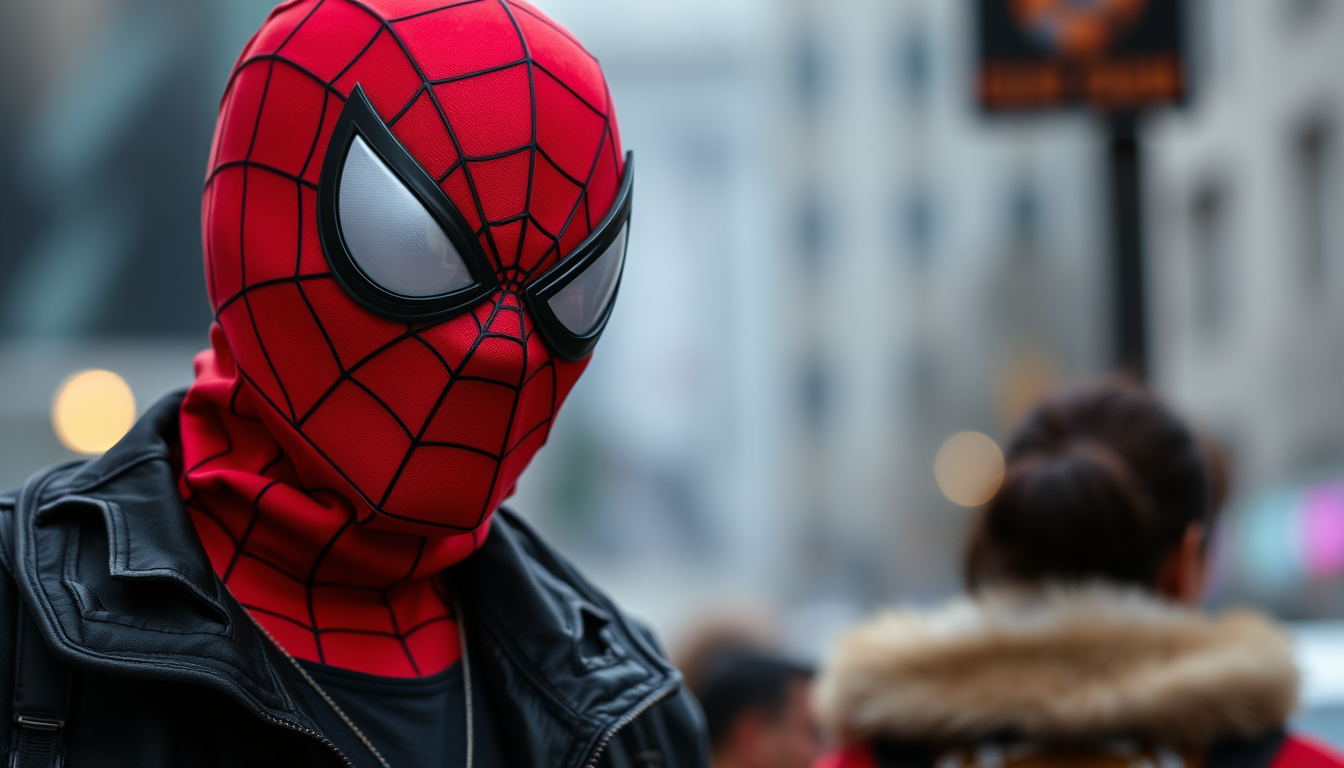 Main art studio: People wearing spiderman mask but not wearing close