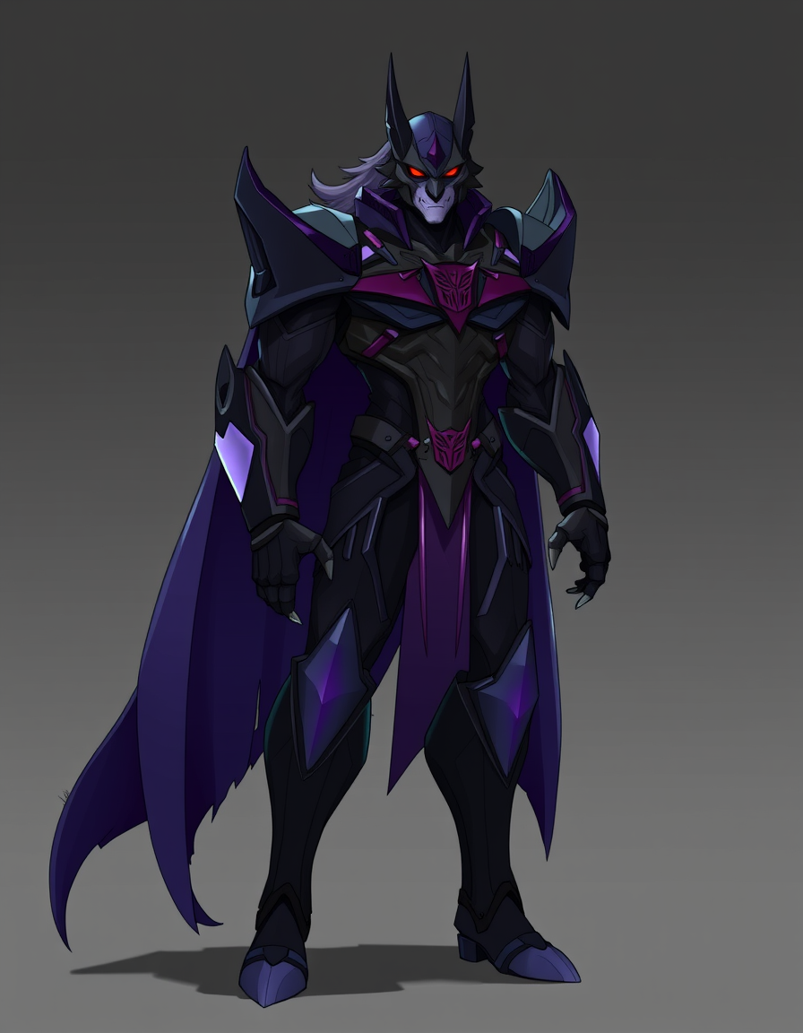 Main art studio: Furry OC, Anthropomorphic furry version of Tarn from Transformers: a tall, imposing wolf-like or reptilian character with sleek dark purple and black 