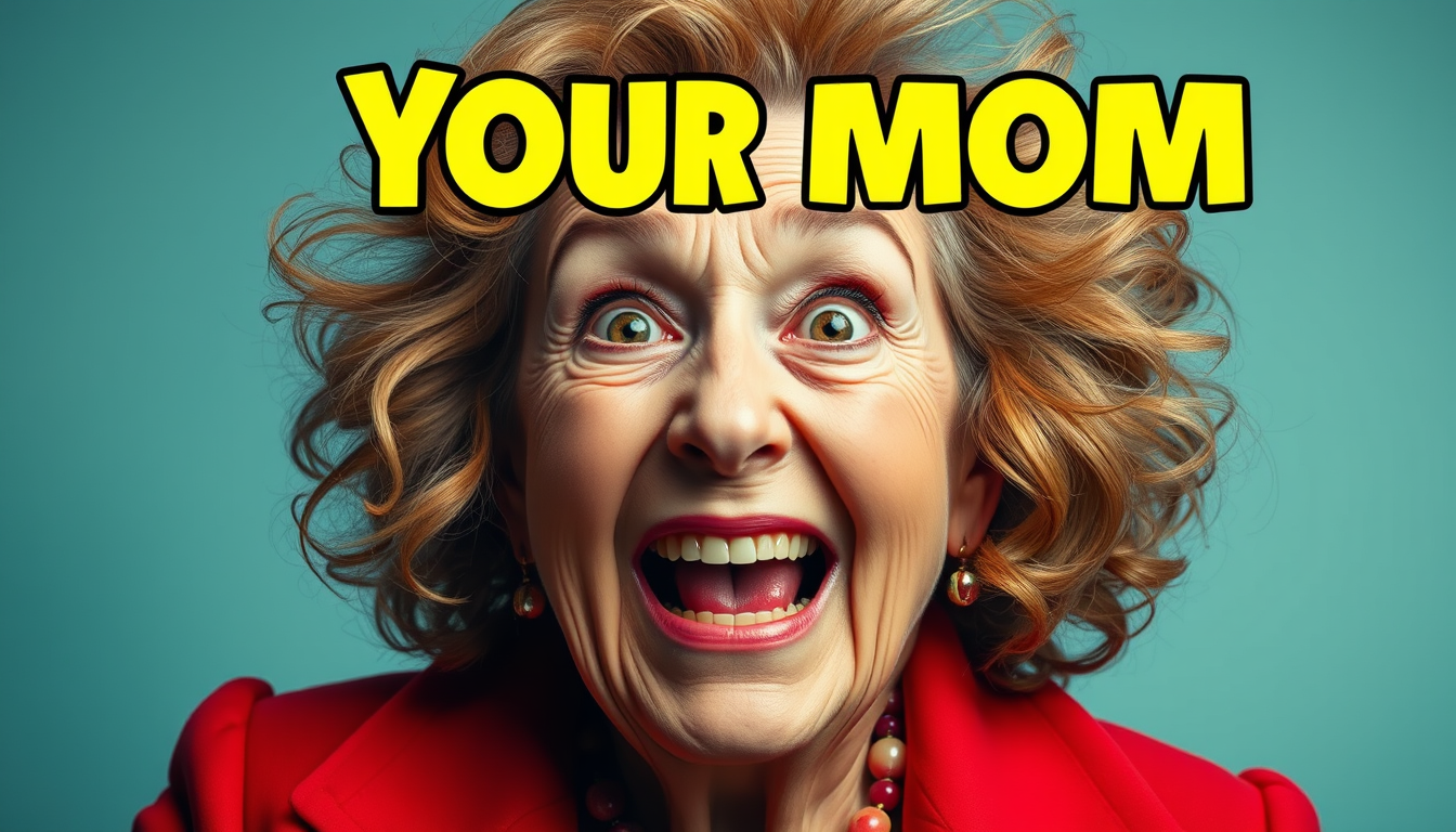 Meme idea created from the prompt: meme image, bold funny visual, exaggerated expressive subject, space for caption, Your mom , shareable meme art